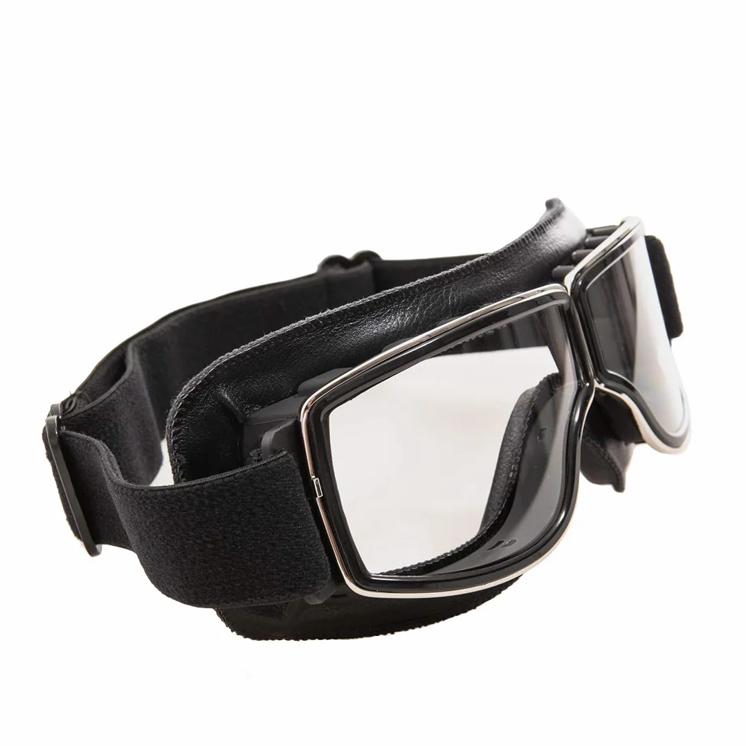 Okulary motocyklowe ze skóry PU okulary sportowe retro okulary rowerowe do ATV Bike Motocross okulary ochronne