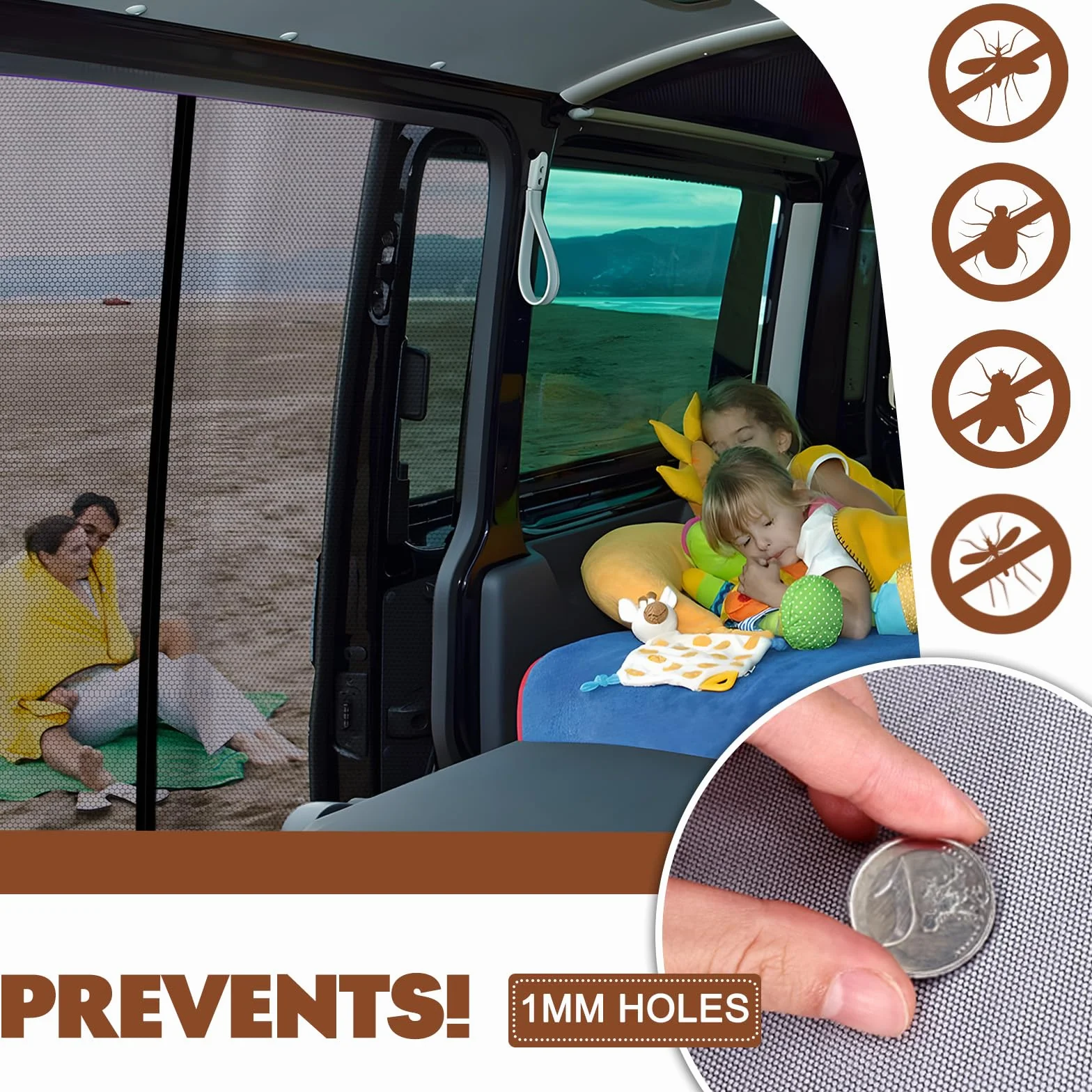 ZATOOTO Moskitiera magnetyczna do VW T5 T6 ochrona przed owadami siatka zacieniająca drzwi boczne
