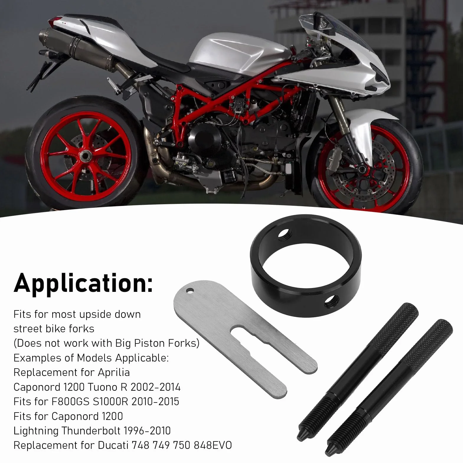Zestaw Narzędzi do ściskania Sprężyn Widelca Motocykla, Zestaw Serwisowy Sprężyn Widelca z Aluminium 6061 do Większości Widelców Rowerów Miejskich Typu Upside Down, łatwa w Użyciu