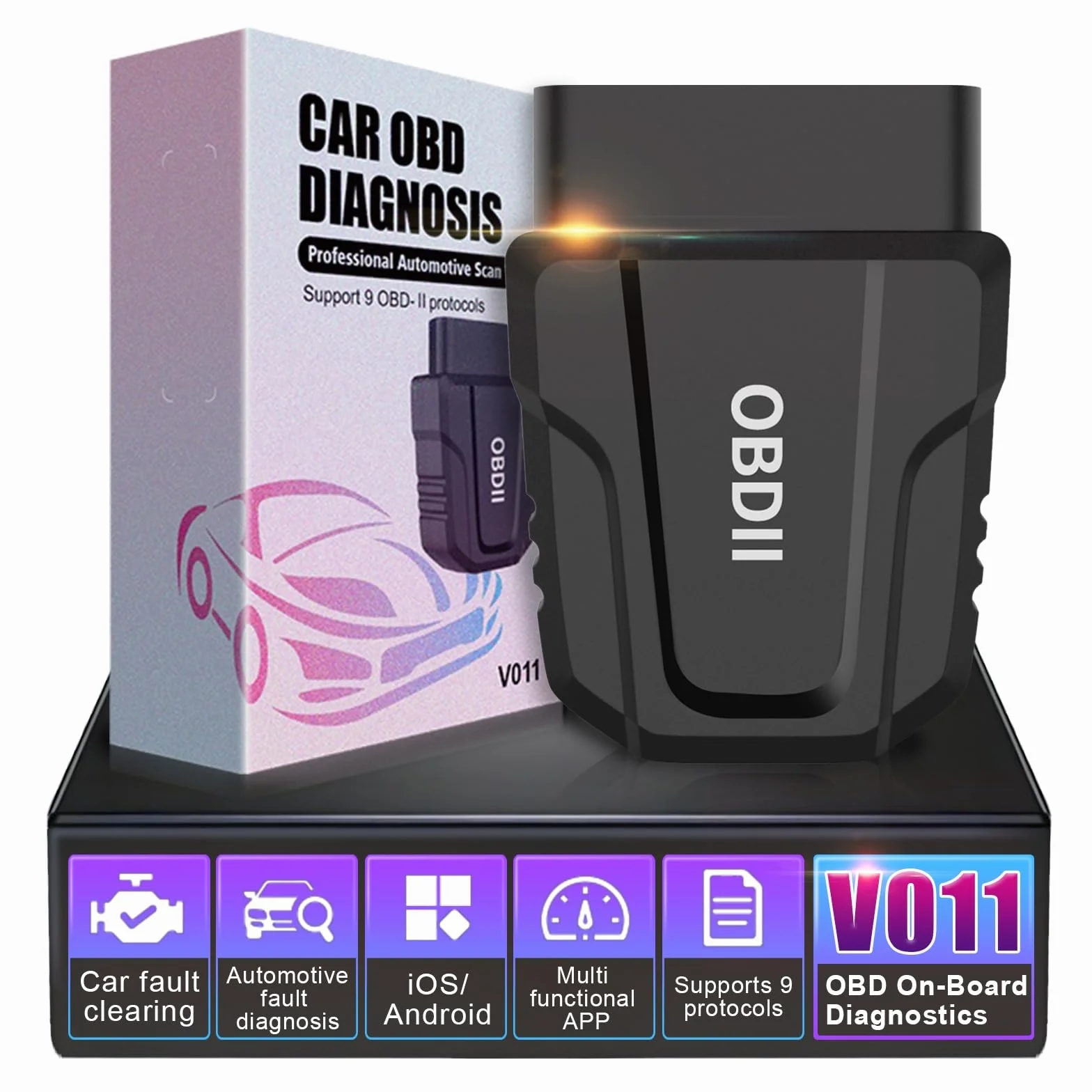 Skaner OBD2 ulepszony bezprzewodowy czytnik kodu samochodu z automatycznym wykrywaniem silnika Bluetooth 5.4, mini narzędzie do automatycznej diagnostyki dla iOS Android i Windows