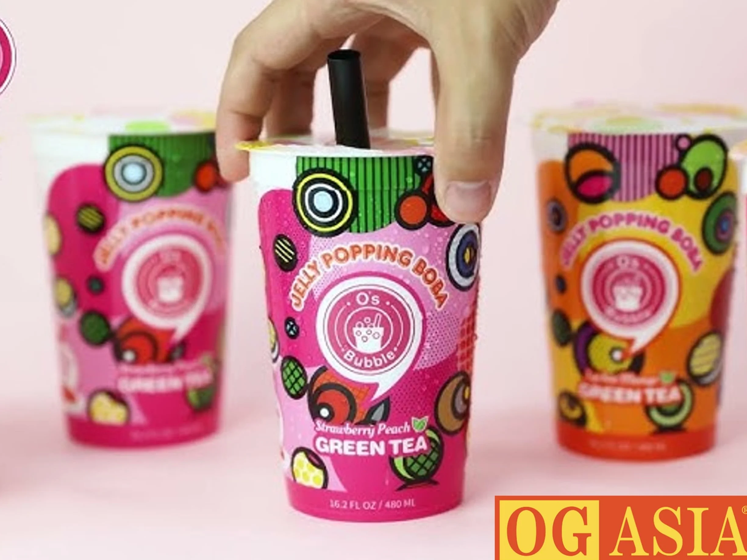 O's Bubble Tea truskawkowa brzoskwinia dwupak 2 x 480 ml wegańska bezglutenowa