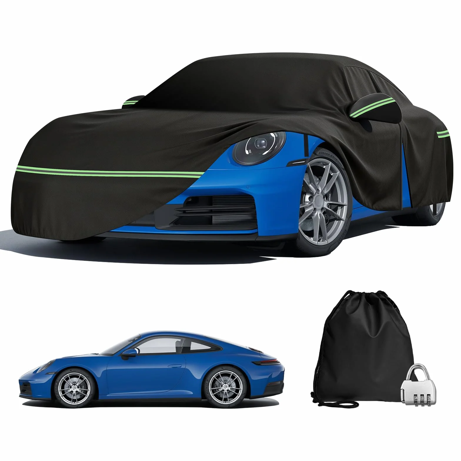 Pokrowiec na samochód Porsche 911 (991/992/996/997) 1998-2024, wodoszczelny, pełny garaż, plandeka samochodowa z zamkiem błyskawicznym i wiatroszczelną taśmą, na śnieg, kurz, deszcz