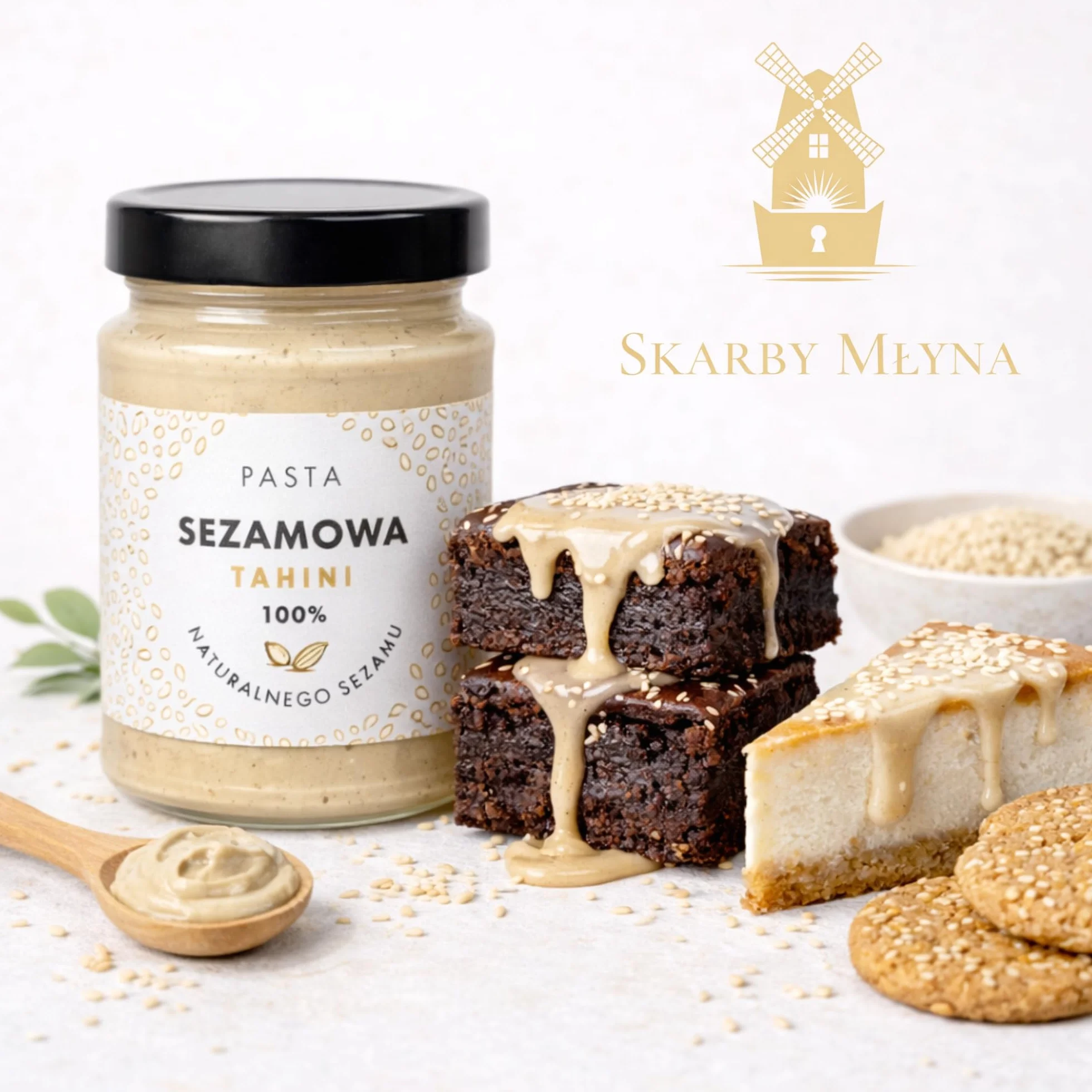 Tahini pasta sezamowa 100% prażonego sezamu bez dodatków kremowa 2 × 300 g