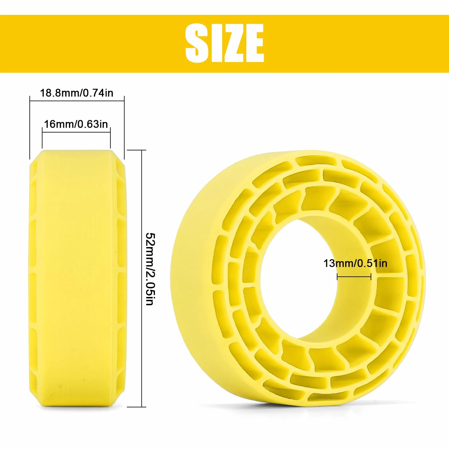 INJORA 4 szt. wkładki z gumy silikonowej do opon 56-58 mm x 24 mm 2,5 cm (małe)