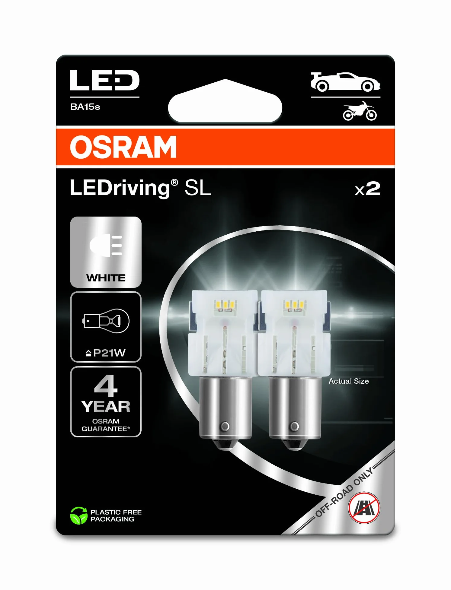 OSRAM LEDriving SL, P21W, biały 6000K, podwójny blister (2 lampy), LED Retrofit, tylko do użytku terenowego