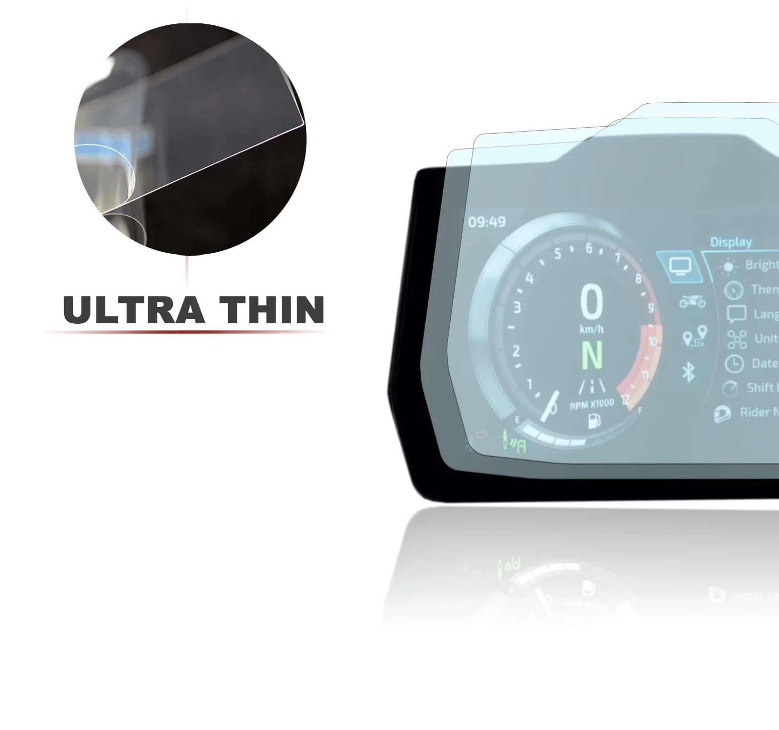 Folia ochronna na wyświetlacz tachografu pasująca do Triumph Tiger 1200 2022 1x Ultra Clear / 1 x Anti Glare