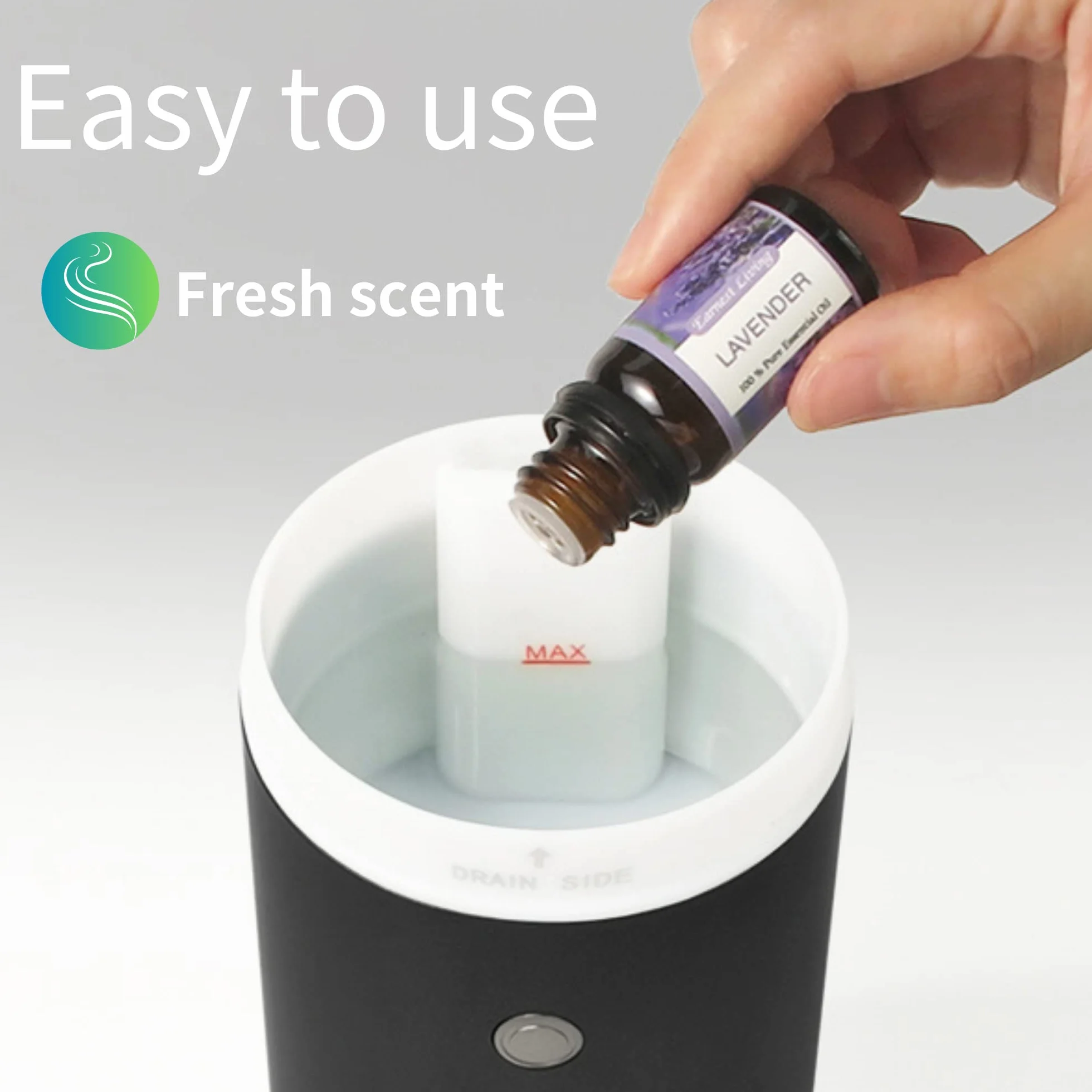 Earnest Living Dyfuzor olejków eterycznych, samochodowy odświeżacz powietrza do olejków eterycznych, odświeżacz powietrza, dyfuzor do aromaterapii, 100 ml, z timerem, nocną lampką nocną i funkcją