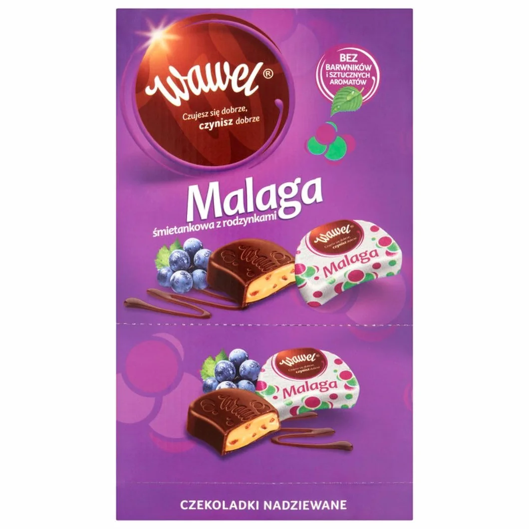 Wawel Malaga śmietankowa z rodzynkami Czekoladki nadziewane 2,5 kg