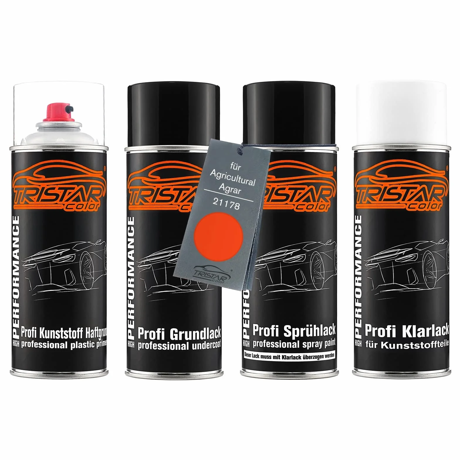 TRISTARcolor Zestaw w sprayu Lakier samochodowy do zderzaka z tworzywa sztucznego dla Agricultural/Agrar 21178 De Hondt Rood-Oranje