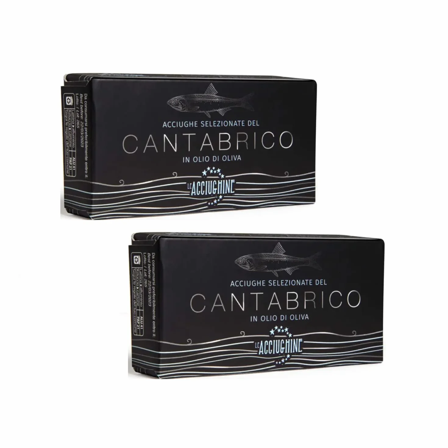 Le Acciughine® | Filetti di Acciughe Mar Cantabrico in Olio di Oliva | Acciughe Selezionate Cantabrico Lavorate a Mano | Acciughe Cantabrico - 2 Lattine (Netto 2 x 50 Gr)