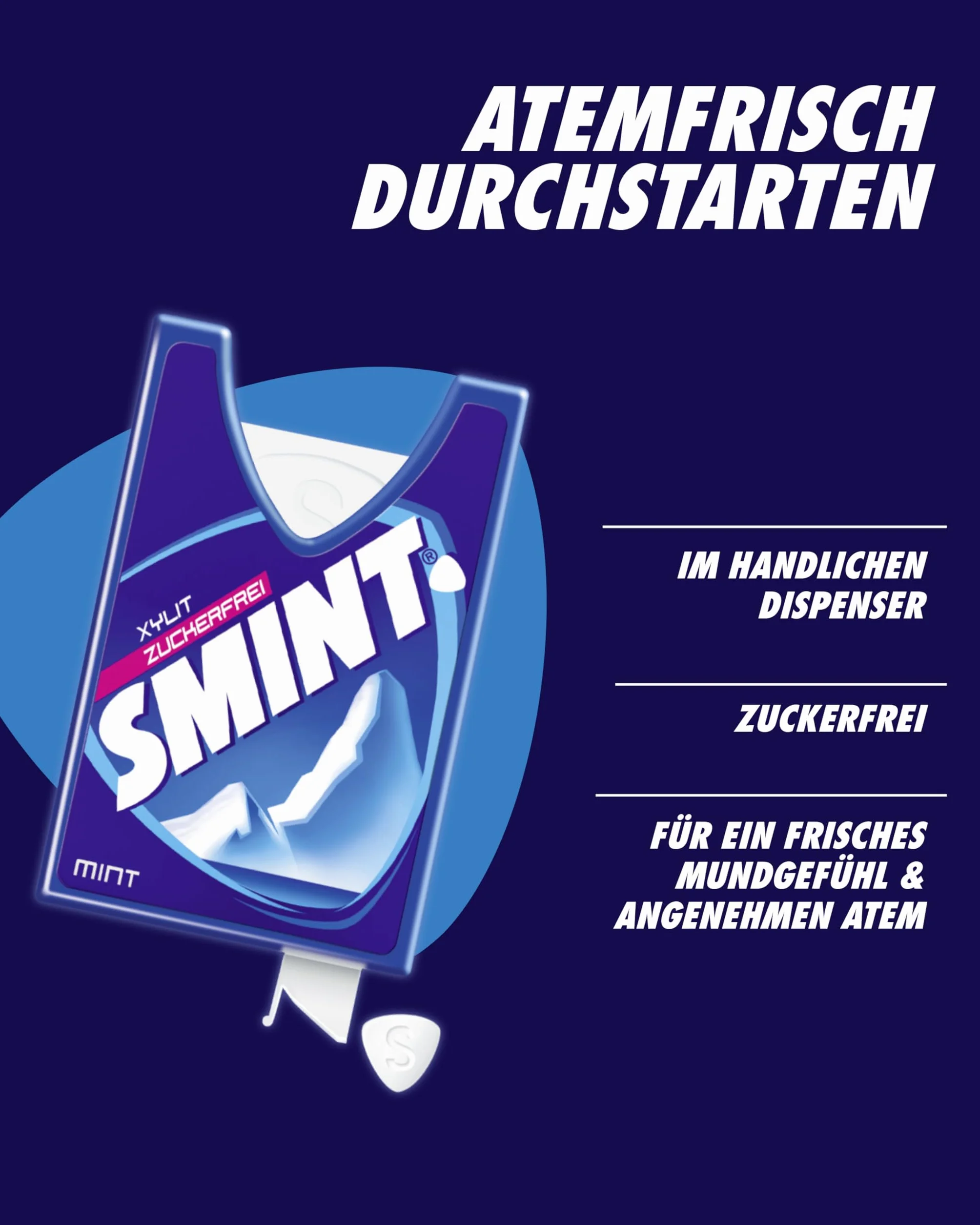 Smint Mięta, 12 dozowników po 40 miętowych pastylek, mięta bez cukru z ksylitolem, zapewnia ponad 2 godziny świeżego oddechu (12 x 40 sztuk)