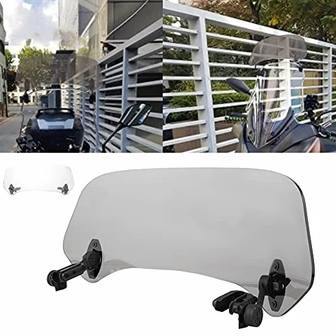 Uniwersalne Rozszerzenie Przedniej Szyby Motocykla, 28 Cm Deflektor Spojlera Zmodyfikowana Przednia Szyba, Dodaj Deflektor Wiatru Zmodyfikowana Przednia Szyba(Wędzone małe)