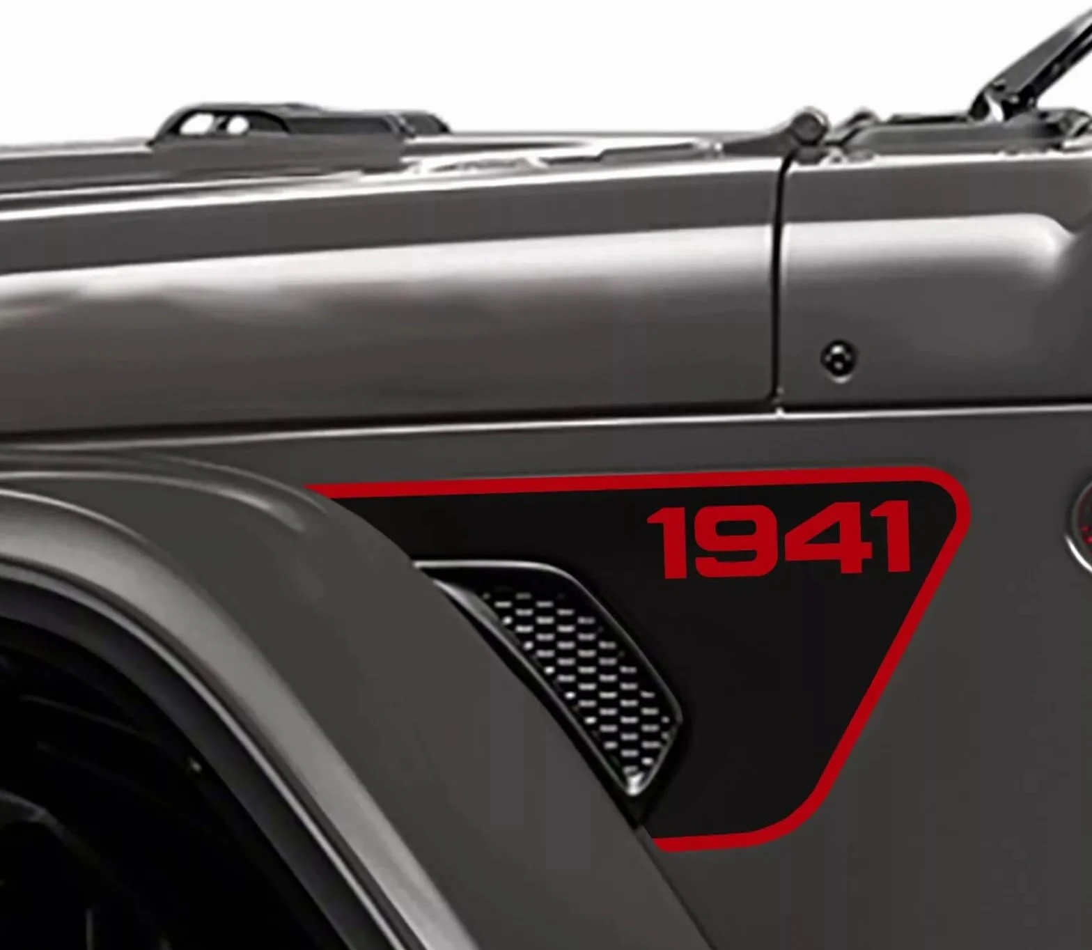 Wycinek bocznego wlotu błotnika 1941 Naklejki winylowe do Jeep Wrangler JL JLU 2018-2025 i Jeep Gladiator JT 2020-2025