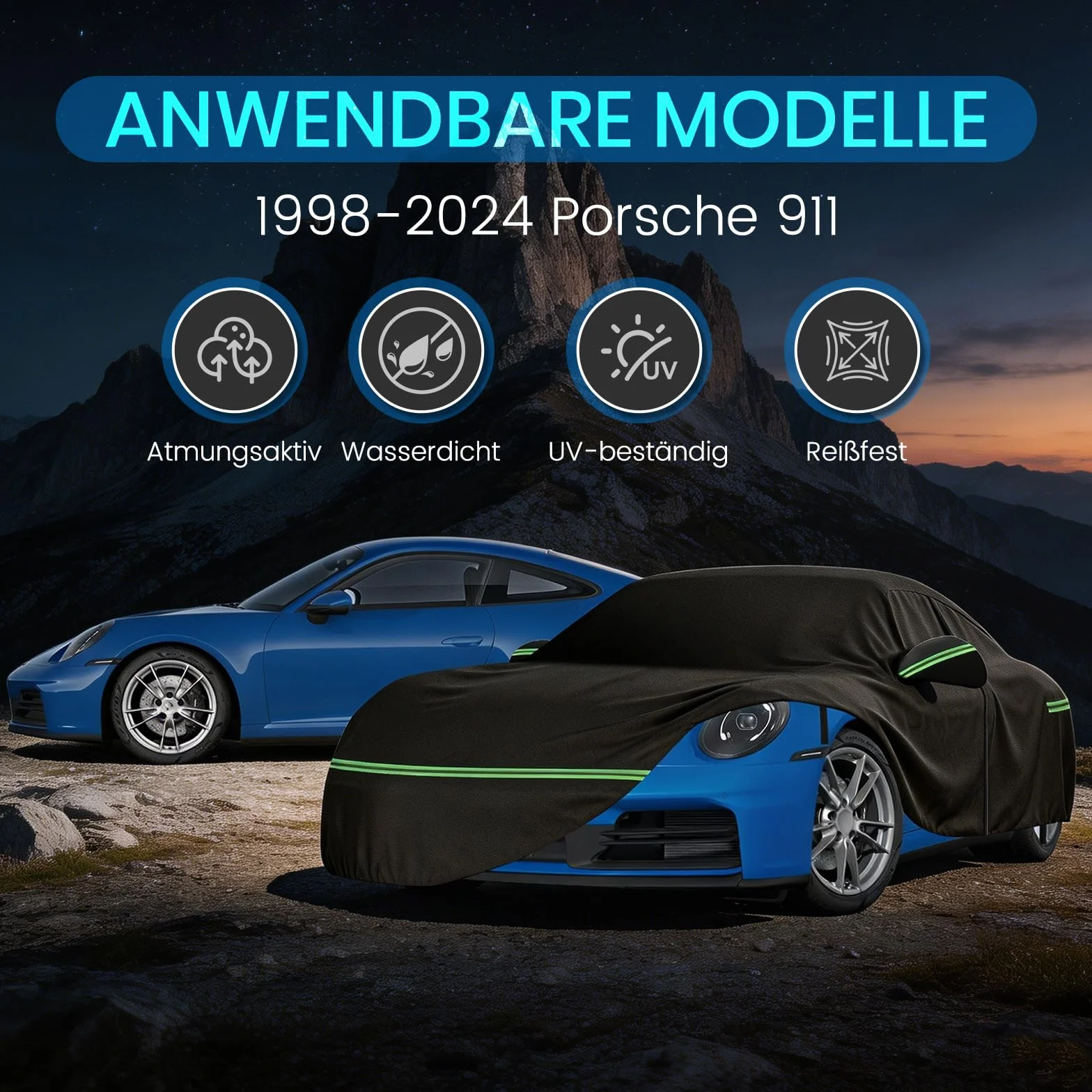 Pokrowiec na samochód Porsche 911 (991/992/996/997) 1998-2024, wodoszczelny, pełny garaż, plandeka samochodowa z zamkiem błyskawicznym i wiatroszczelną taśmą, na śnieg, kurz, deszcz