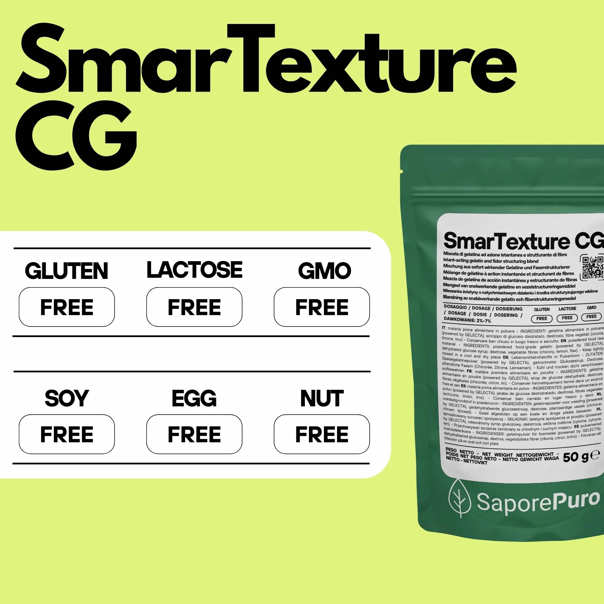 SaporePuro SmarTexture CG 50 g – Błyskawiczna Żelatyna w Proszku z Aktywacją na Zimno
