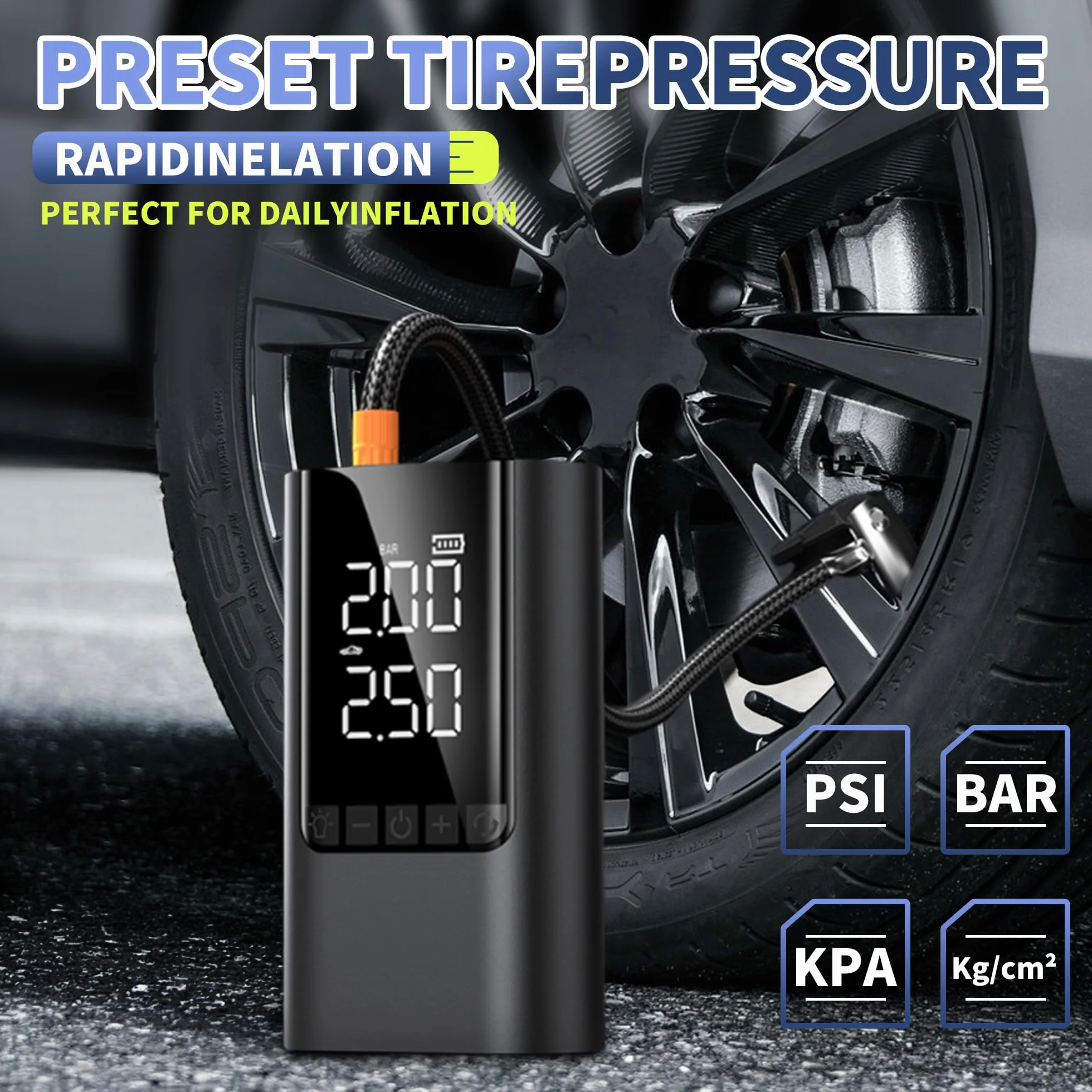 Rozrusznik rozruchowy ze sprężarką powietrza, COCCKO 6000 A wzmacniacz akumulatora samochodowego (cały gaz/12 l olej napędowy), wzmacniacz akumulatora szczytowego 10000 mAh ze światłem awaryjnym LED
