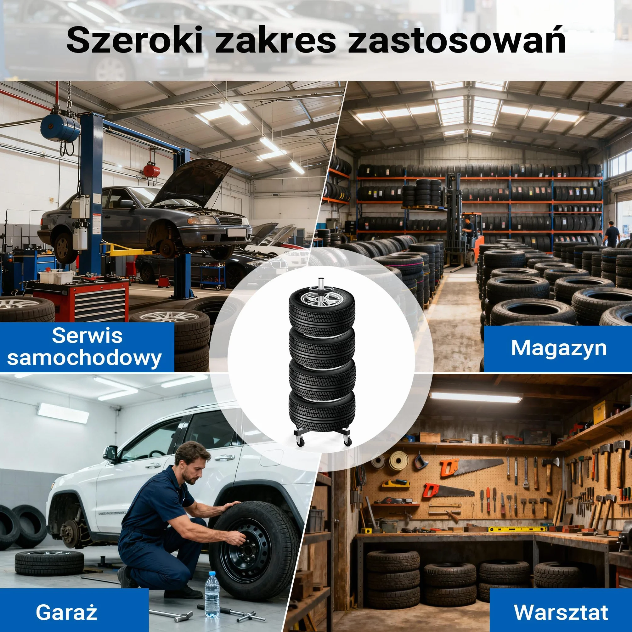Stojak na opony Mobilny stojak na opony Stojak na opony Wózek na opony do opon 225 mm