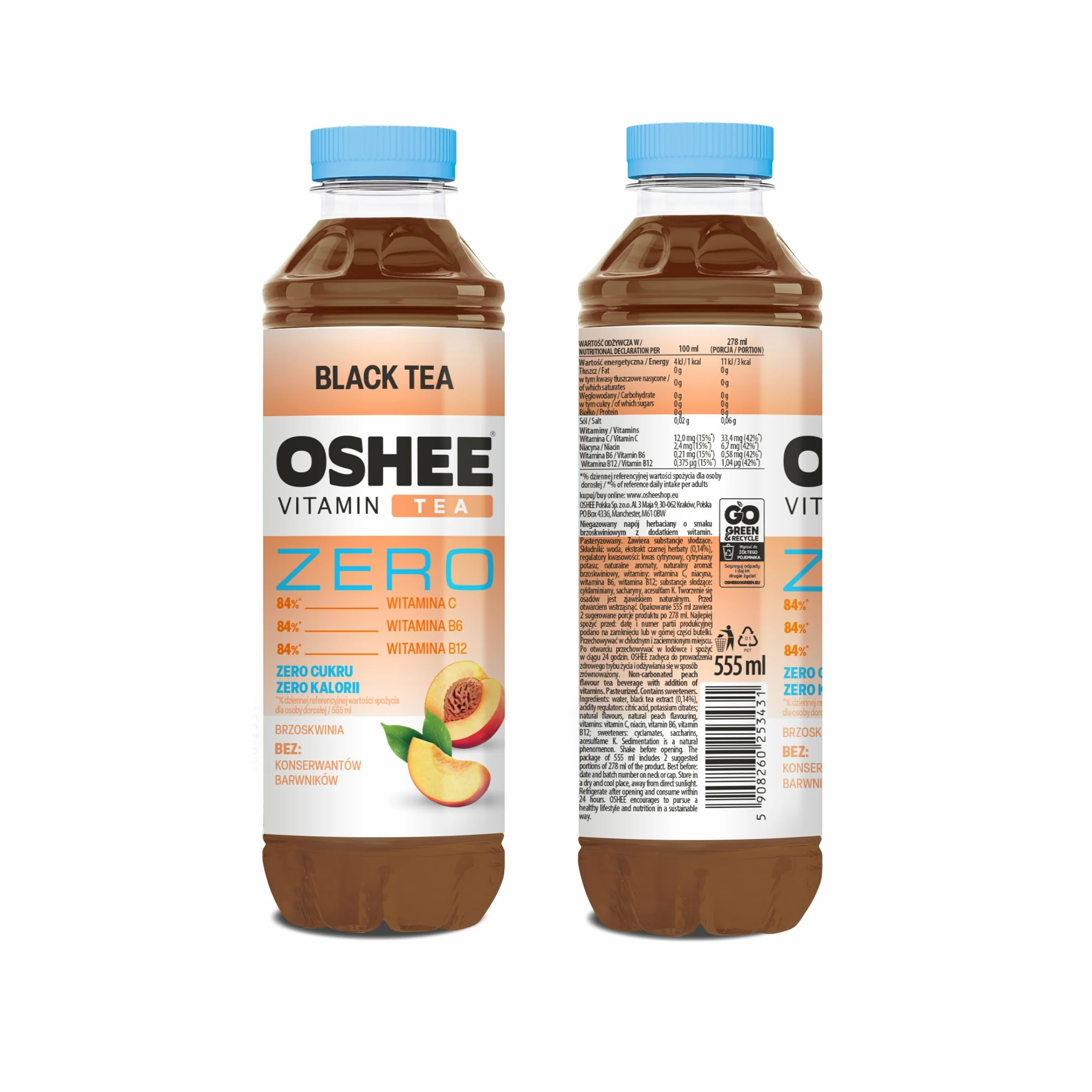 OSHEE Vitamin Tea Zero Brzoskwinia 555 ml