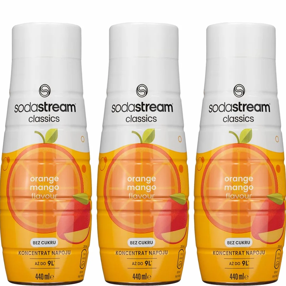 Sodastream 3x SYROP POMARAŃCZA MANGO BEZ CUKRU SOK DO WODY 9L NAPOJU