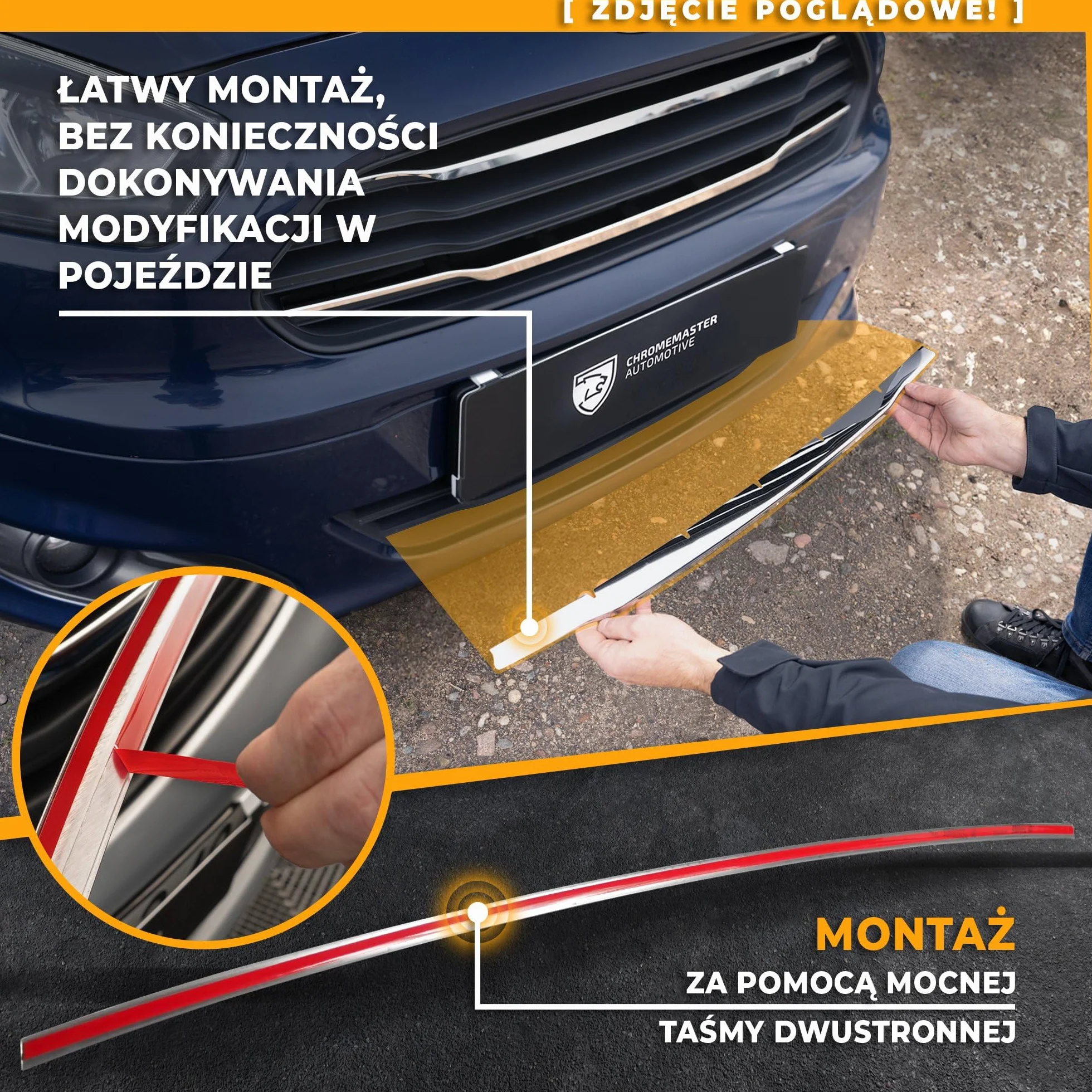 CHROMEMASTER | Kompatybilna z VW T6.1 California 2019-2024 | Listwa Atrapy Zderzaka Przedniego; Stal Nierdzewna Polerowana | Idealne Dopasowanie; Nowy, Atrakcyjny Wygląd Samochodu