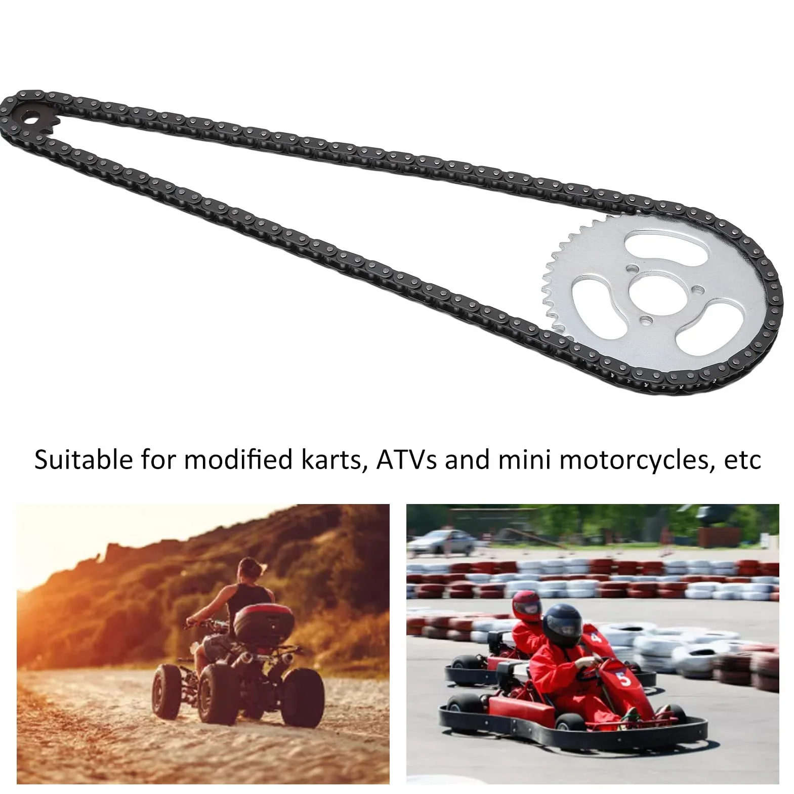 Zębatka Tylna 29mm T8F11T Zębatka Przednia T8F116 Zestaw łańcuchów Sekcji do Zmodyfikowanych Gokartów, Quadów i Mini Motocykli,Akcesoria do modyfikacji rowerów elektrycznych