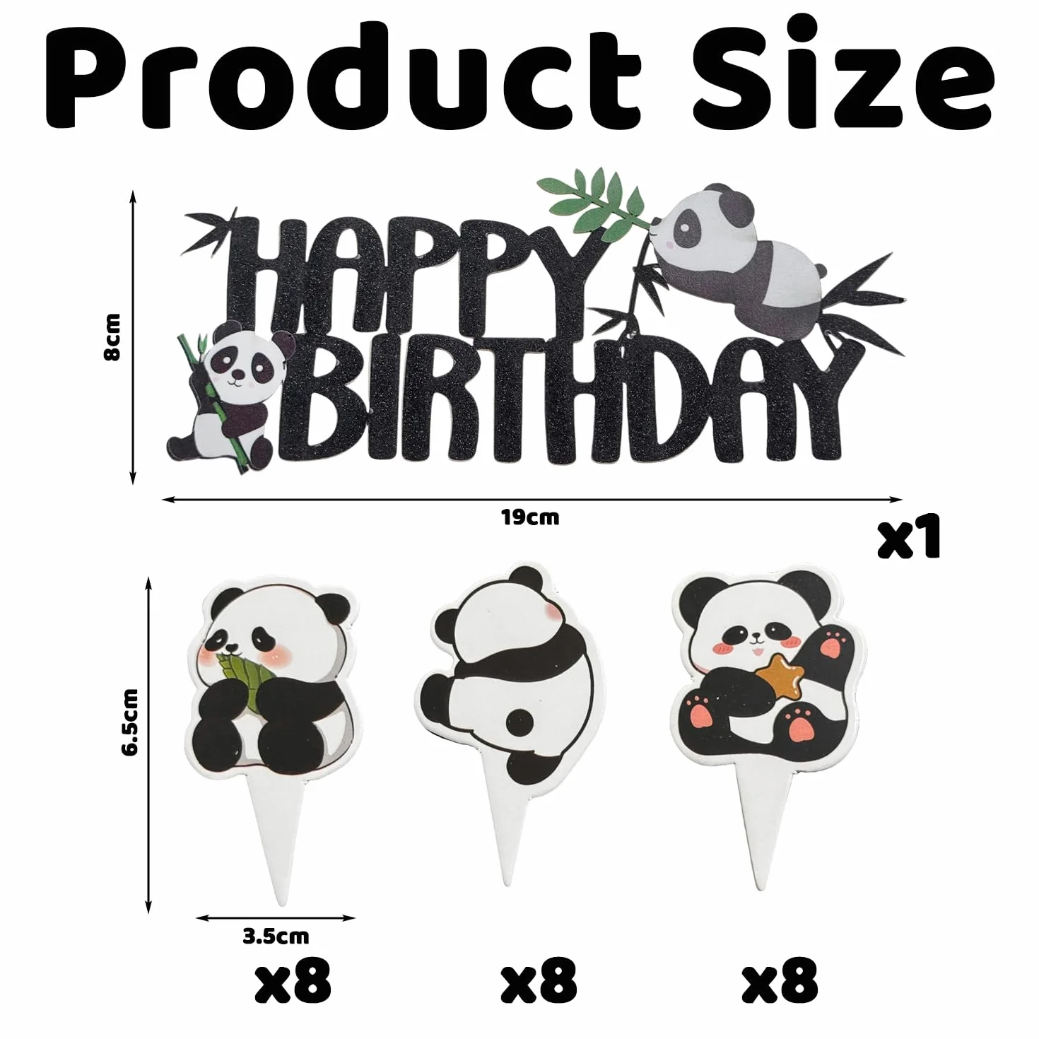 Dekoracja ciasta Panda wkładki do ciasta urodzinowego 1 szt. + 24 szt. małe akcesoria
