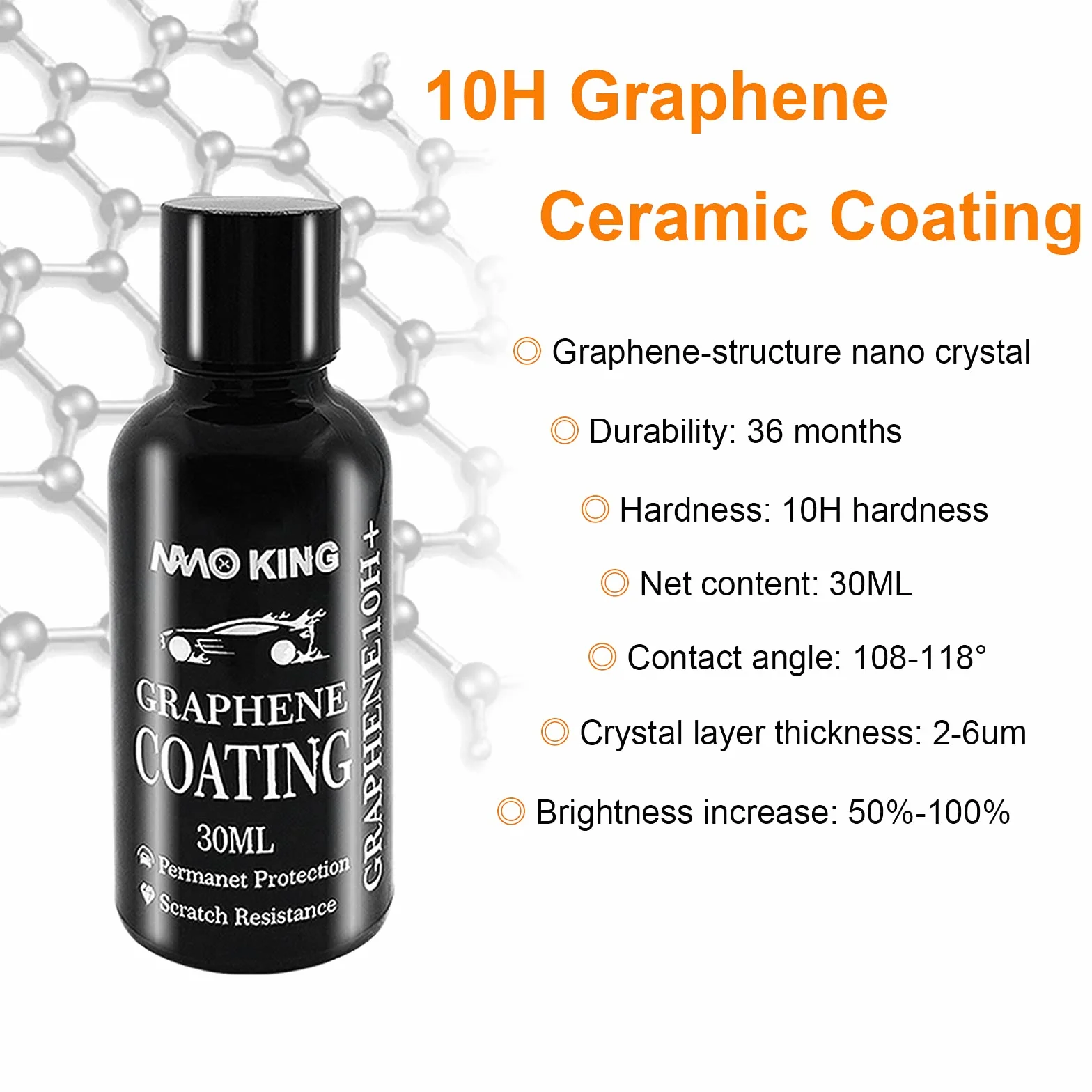 Ceramiczna powłoka samochodowa 10H grafenowa nano-ceramiczna powłoka do samochodów, ceramiczna powłoka Nano Ceramic Coating na wysoki połysk, odporna na zarysowania, super hydrofobowa
