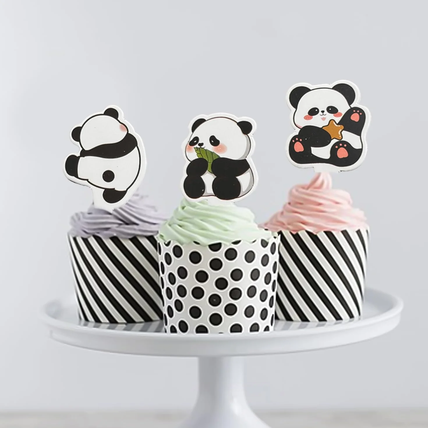 Dekoracja ciasta Panda wkładki do ciasta urodzinowego 1 szt. + 24 szt. małe akcesoria