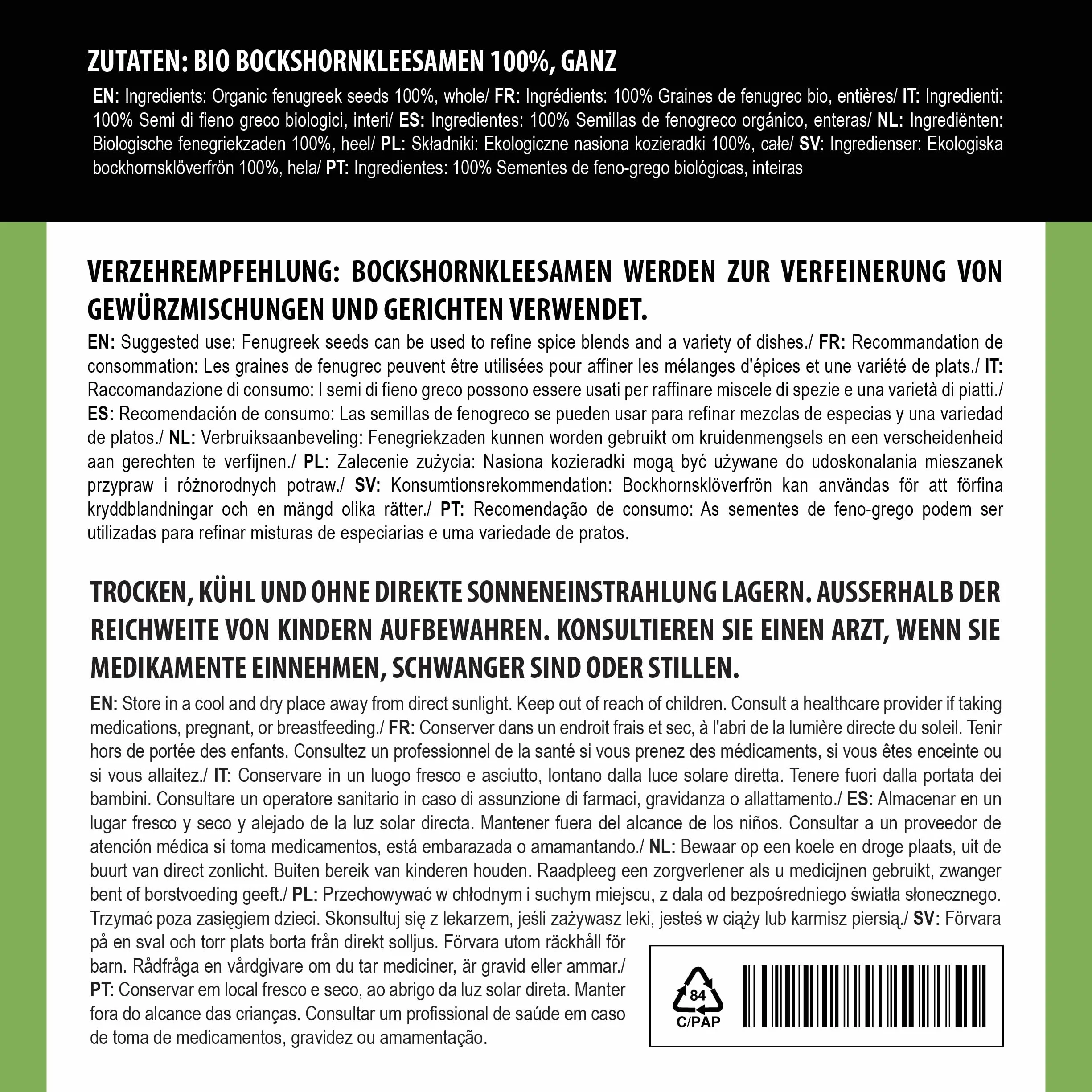 Alpi Nature Ekologiczne Nasiona Kozieradki 250g Całe