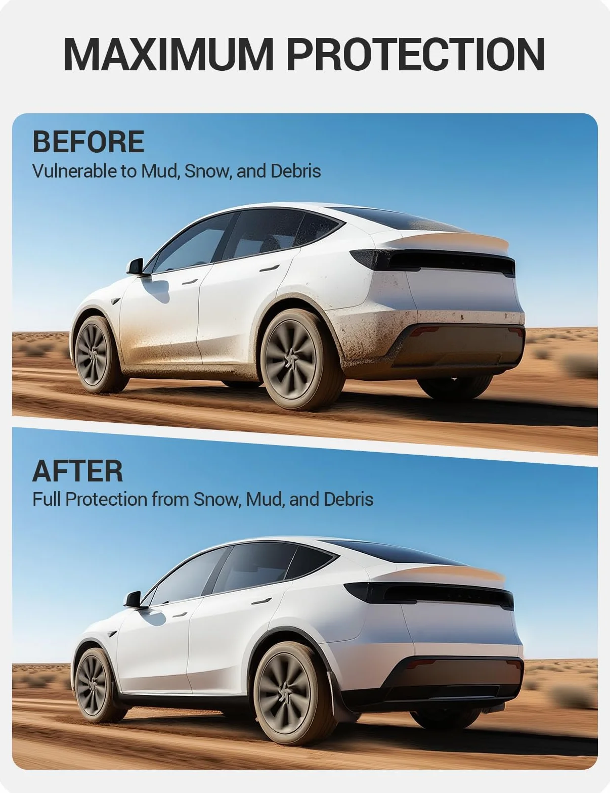 BASENOR 2026 osłony błotne Tesla Model Y [bez wiercenia, bez taśmy] [ochrona przed malowaniem] Ochraniacze na opony na wszystkie warunki pogodowe TPE osłony błotne na Model Y Juniper 2025 2026