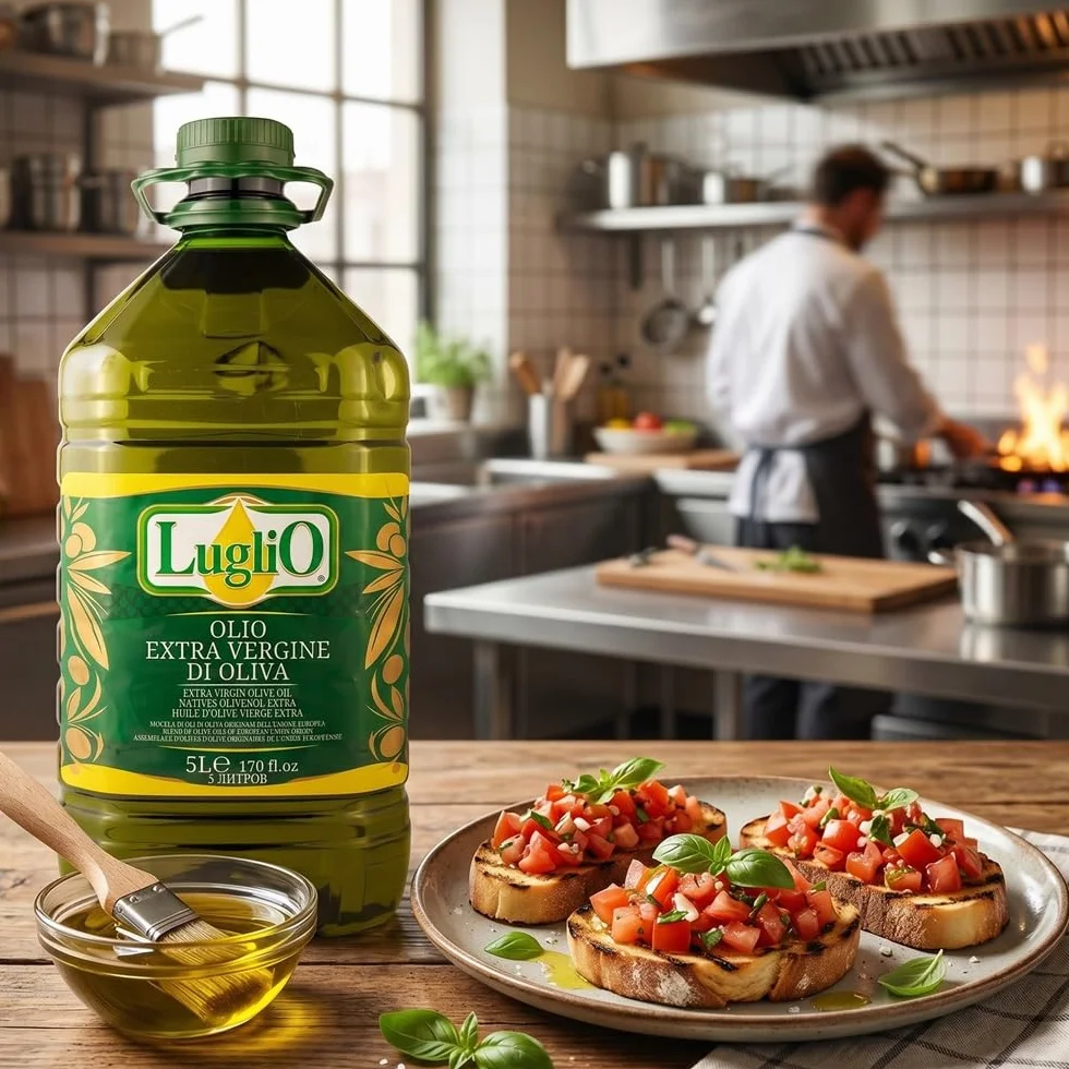 Olio Luglio - Oliwa z Oliwek z Pierwszego Tłoczenia (5 litry) | Olej do otowania i sos Sałatkowy | Butelka PET w Hurtowych Ilościach