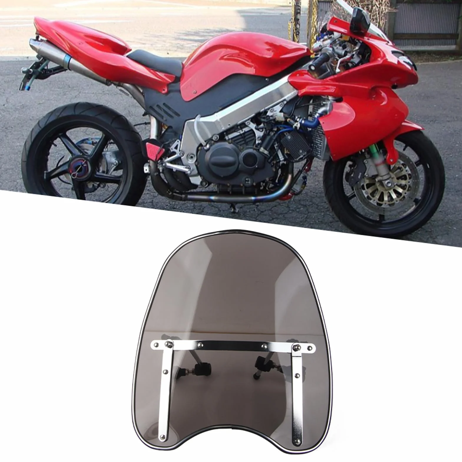 Przednia szyba motocyklowa uniwersalna 22-25mm montaż na kierownicy deflektora wiatru motocykla przednia szyba motocykla owiewka przedniej szyby materiał ABS przednia szyba motocykla spojler (dymna)