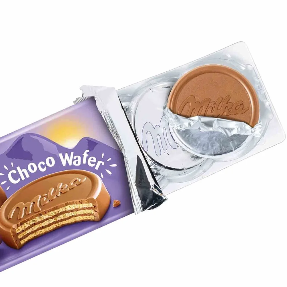 Milka Choco Wafer Wafelki z kremem kakaowym oblane czekoladą mleczną 150 g