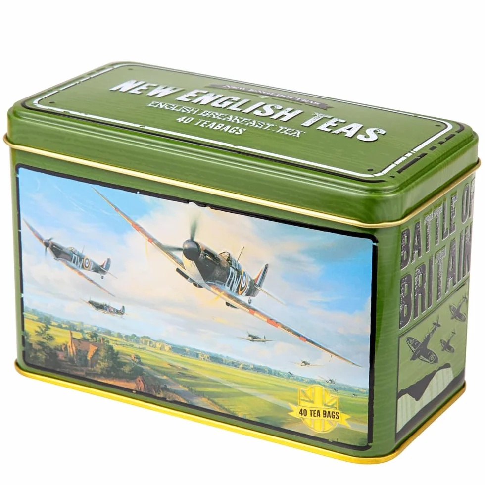 New English Teas Vintage Supermarine Spitfire puszka do herbaty z 40 angielskimi torebkami śniadaniowymi