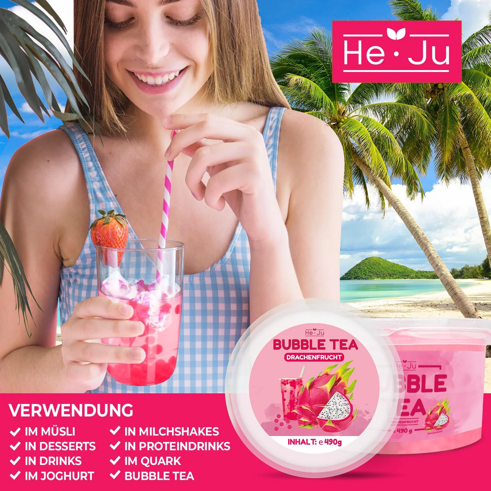 Bubble Tea Pearls DRAGON FRUIT 490 GRAMS, Boba Pearls Dragonfruit Boba Fruit Pearls wegańskie, bezglutenowe i więcej zawartości