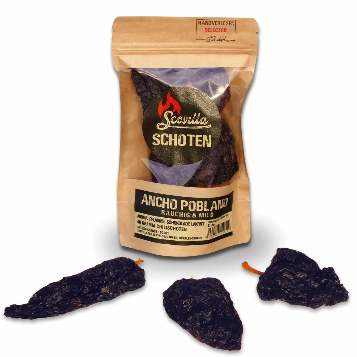 Scovilla s Ancho Poblanao strąki, suszone, 40 g