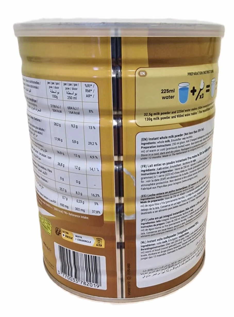 HELLO MILK 900g (Arisgros) - Natychmiastowe pełne mleko w proszku (Instant Full Cream Milk Powder) min. 28% tłuszczu