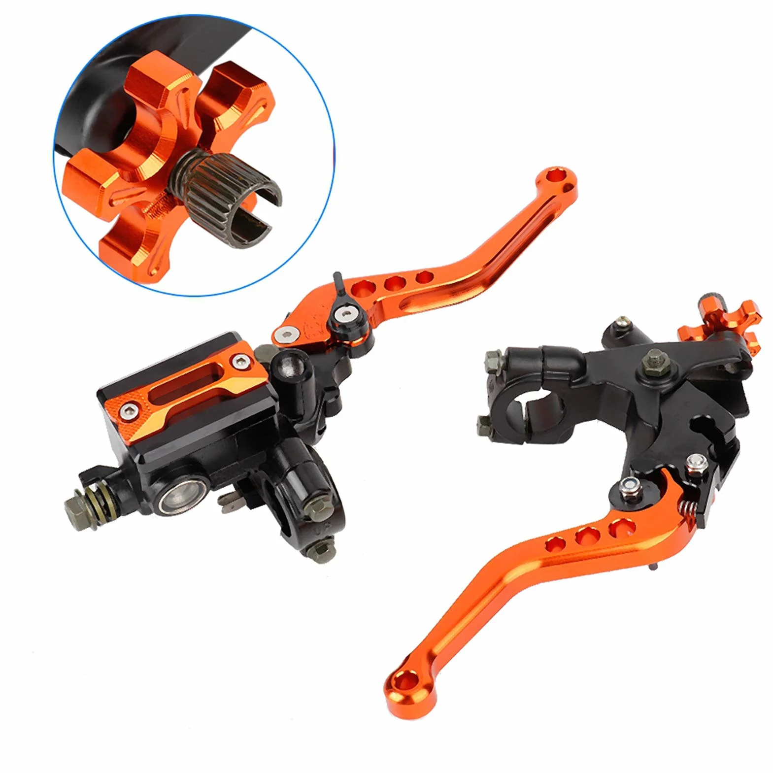 Jedna para lewej i prawej dźwigni sprzęgła, 1 para 7/8"(22 mm) uniwersalnych dźwigni zbiornika głównego cylindra sprzęgła hamulca motocykla (pomarańczowe)