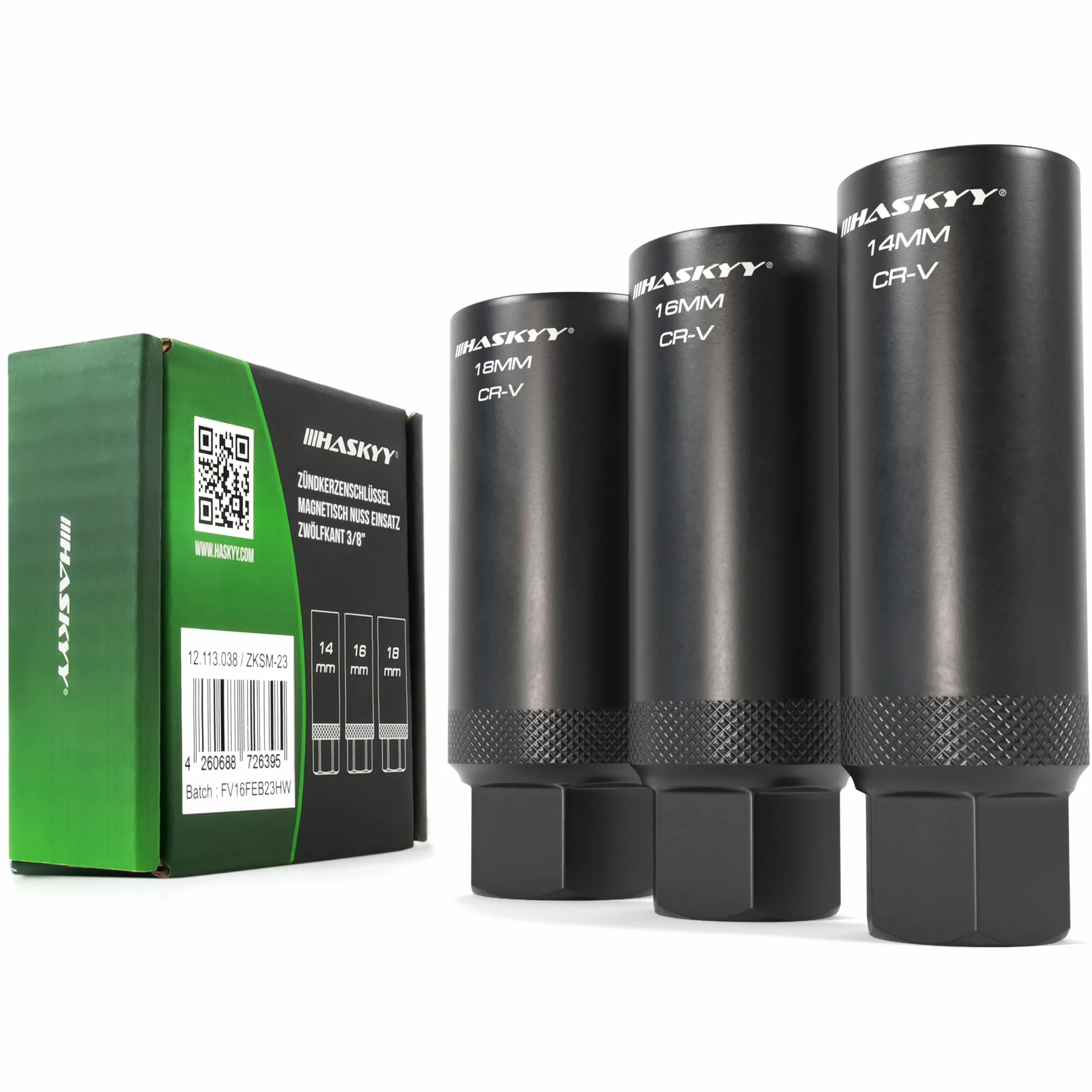 HASKYY Magnetyczny Zestaw Kluczy do Świec 14-16-18mm Nasadki Dwunastokątne 3/8" Komplet 3 Sztuk