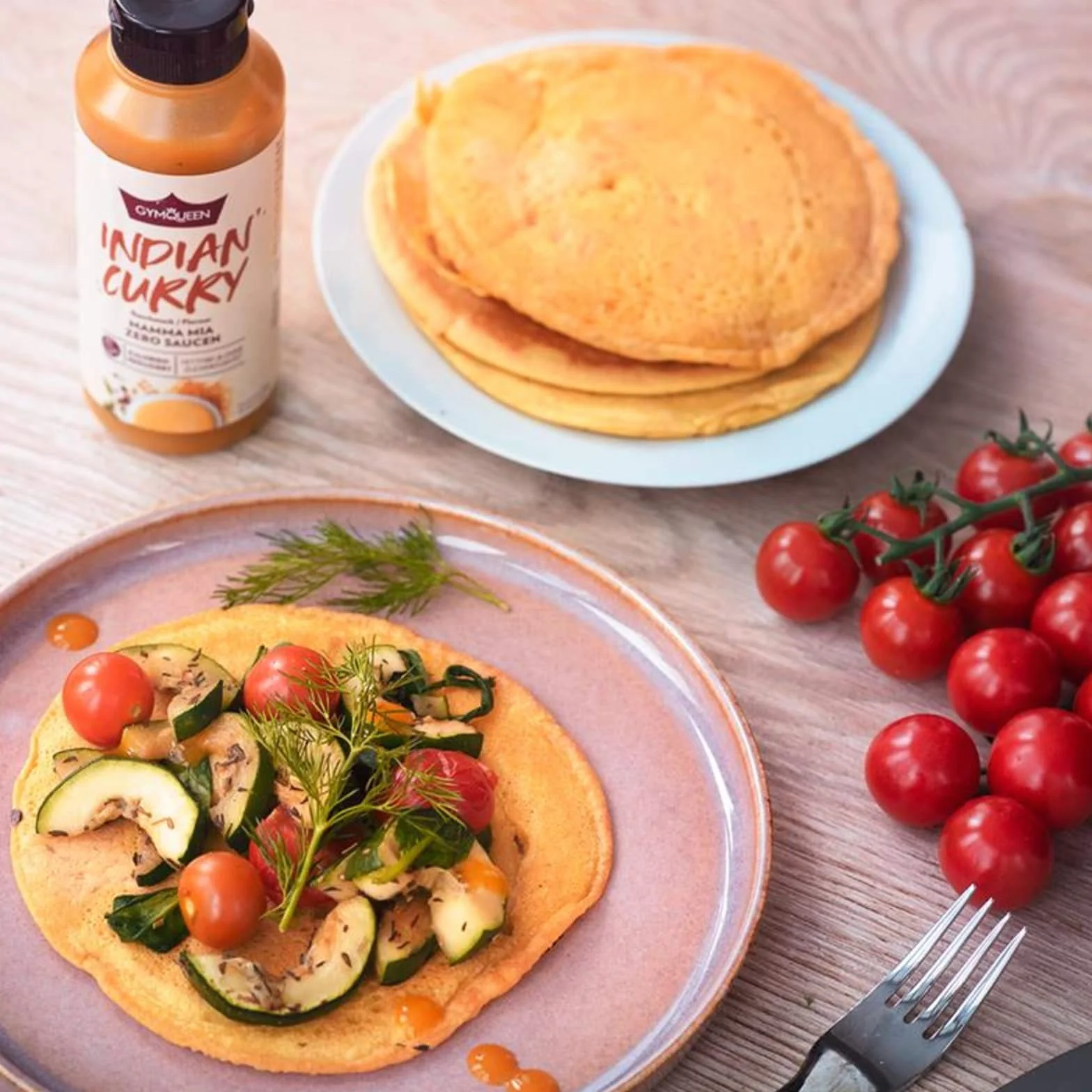 GymQueen Mamma Mia Zero Sauce Ketchup curry o niskiej zawartości kalorii, bez tłuszczu i cukru 265 ml