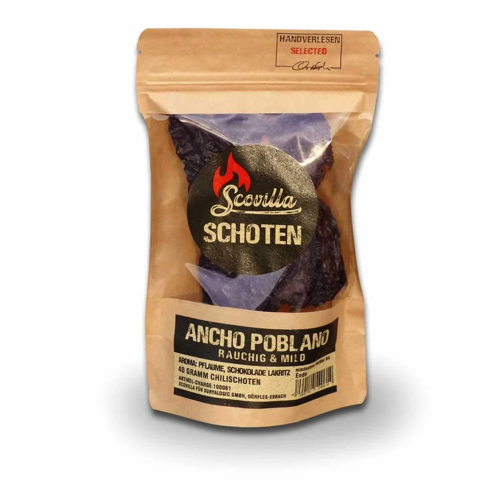 Scovilla s Ancho Poblanao strąki, suszone, 40 g