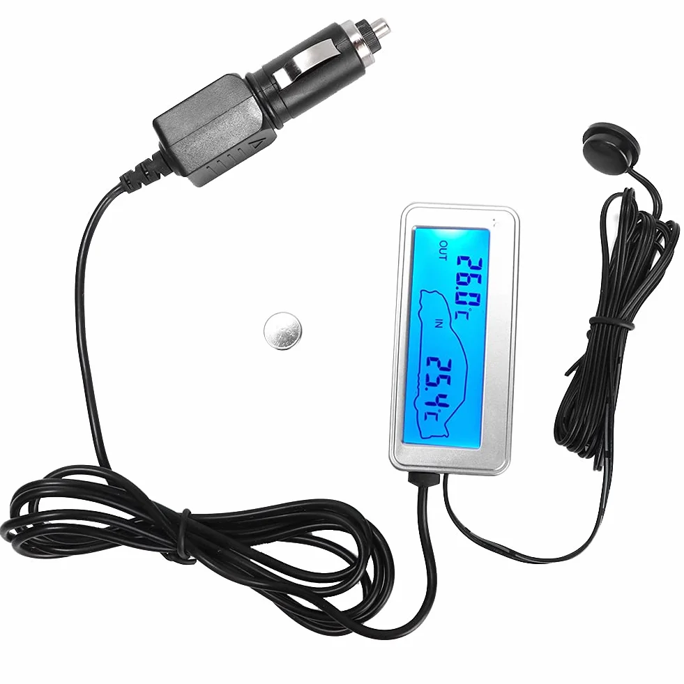 Termometr Samochodowy, Samochodowy Cyfrowy Wyświetlacz LCD 12 V Kryty Termometr Zewnętrzny czułość Miernik Temperatury
