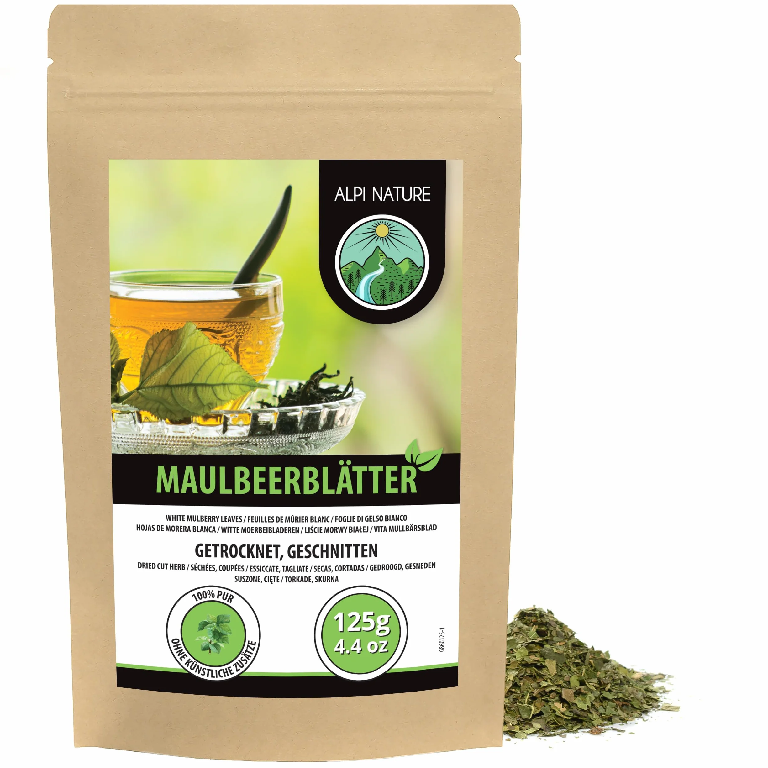 Alpi Nature Herbata z Liści Morwy 125g, Suszone i Cięte Liście Morwy, Herbata Liściasta