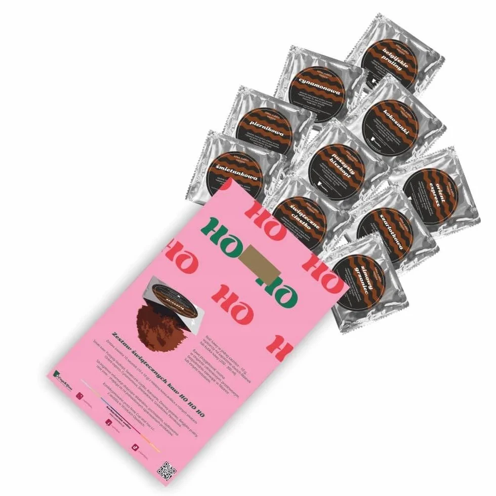ŚWIĄTECZNY ZESTAW PREZENTOWY KAWA SMAKOWA MIELONA PREMIUM 10 SMAKÓW