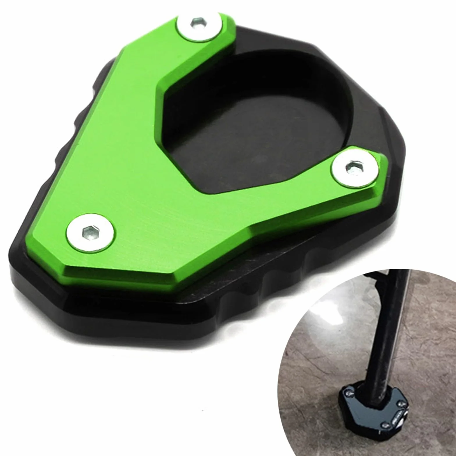 Kompatybilny z Kawasaki Z400 NINJA 400 Motocykl Podpórka Stopka Boczna Podpórka Przedłużenie Pad Zielony Stop Aluminium Motocyklowa Podpórka Płyta Podpórka Powiększ Przedłużacz Płyta Podporowa
