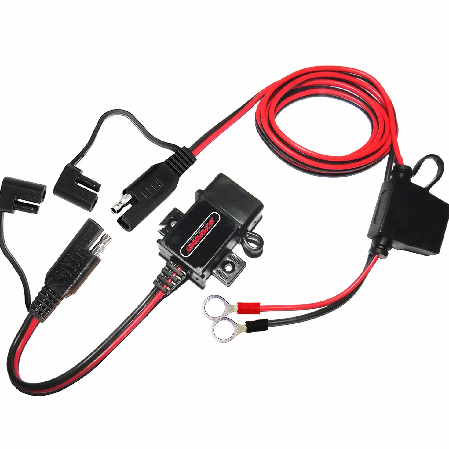 MOTOPOWER Zestaw ładowarki USB 3,1 A z nasadkami złącza SAE do ładowania GPS na motocyklu