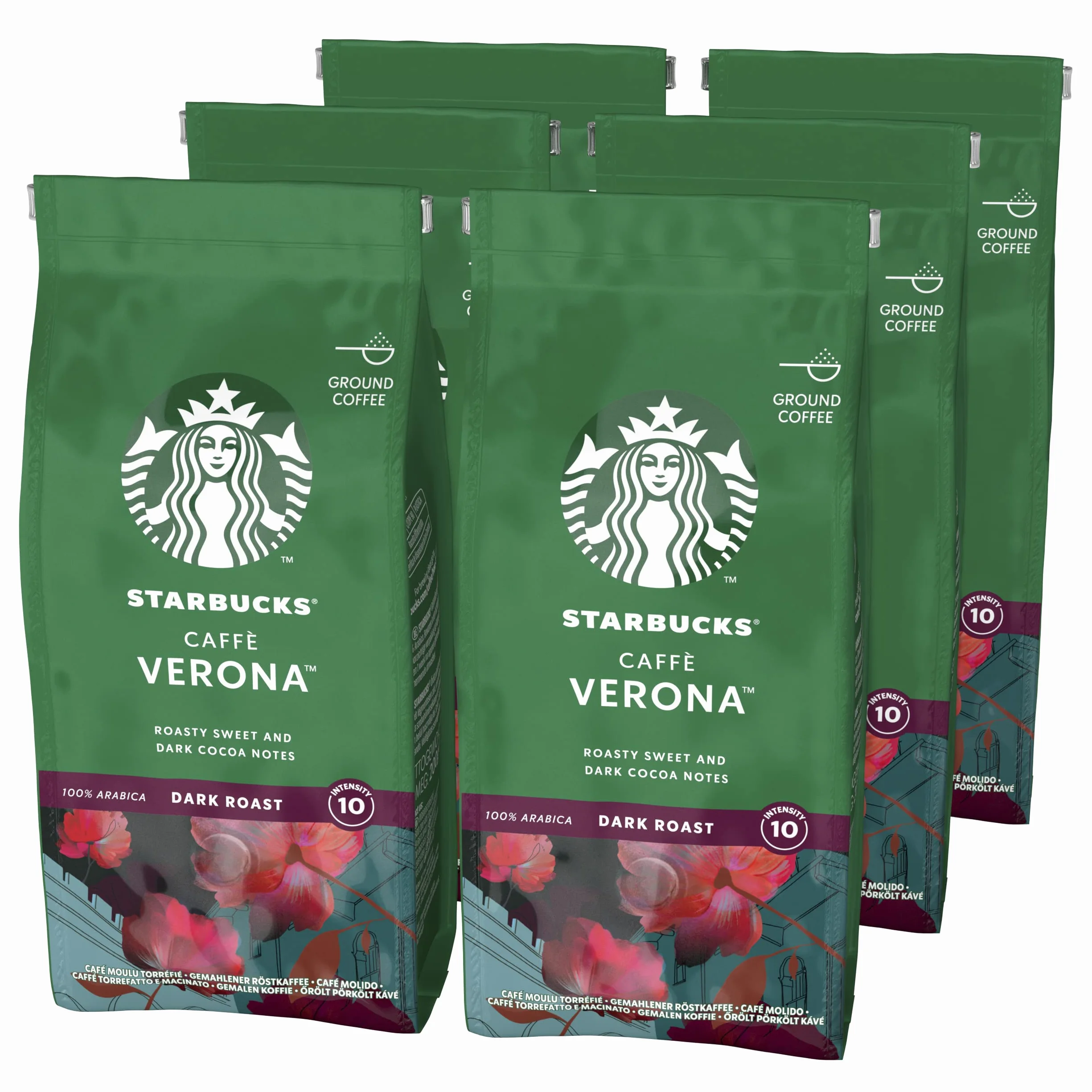 STARBUCKS Caffè Verona, Dark Roast, Kawa Mielona 200g (6 sztuk w zestawie)