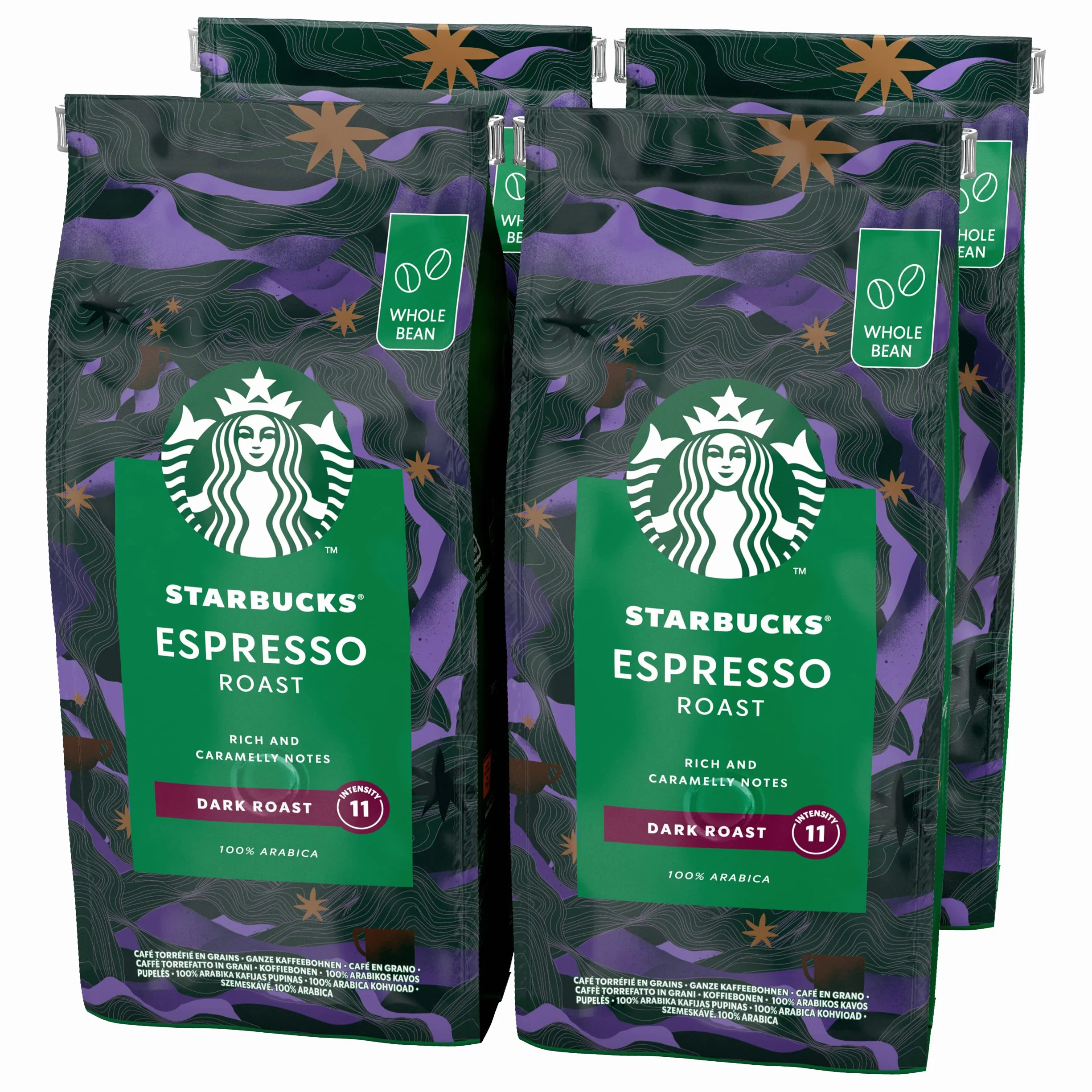 STARBUCKS Espresso Roast Dark Roast Kawa Ziarnista 450g Zestaw 4 sztuk
