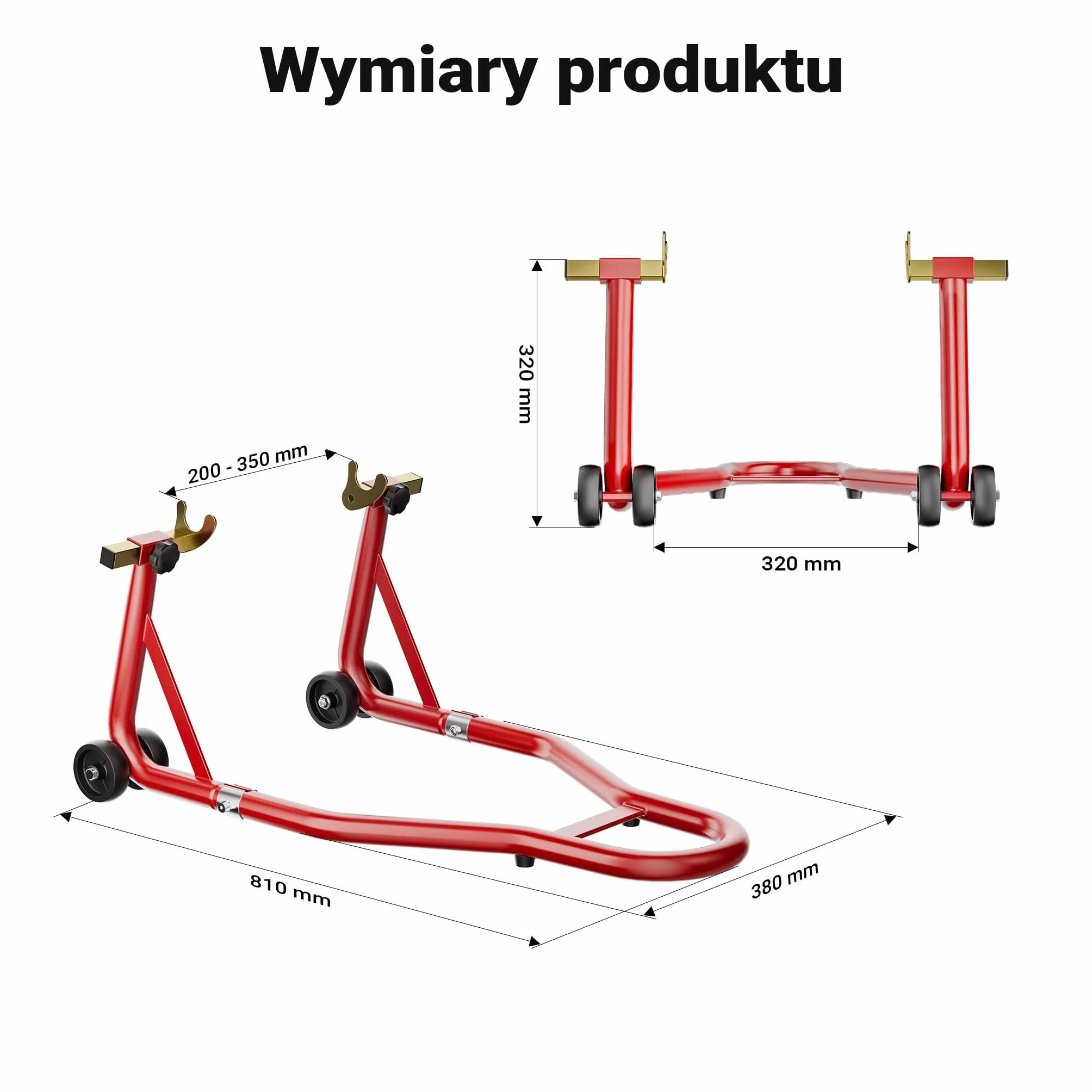 Wiltec Stojak na motocykl o wymiarach 370 x 325 mm do tylnego koła o szerokości 200-340 mm, stojak do serwisu koła motocyklu