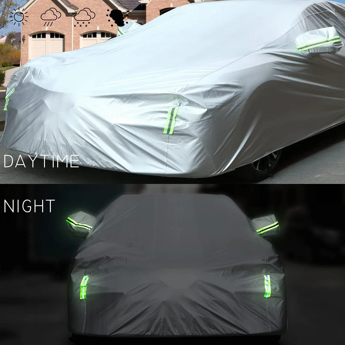 Pokrowce Samochodowe Wodoodporne, Zewnętrzne, na Każdą Pogodę, Wiatroodporne, Odporne na śnieg, z Ochroną UV, Pokrowiec Samochód pasujące do Hatchback; Rozmiar XL: MAX 177in/450cm